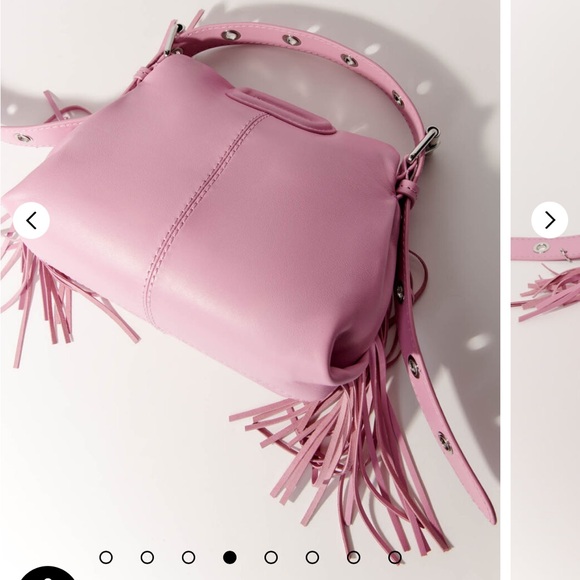 NWT Maje Soft Mini Miss M Pink Shoulder Bag with Fringe Detail - Picture 5 of 6